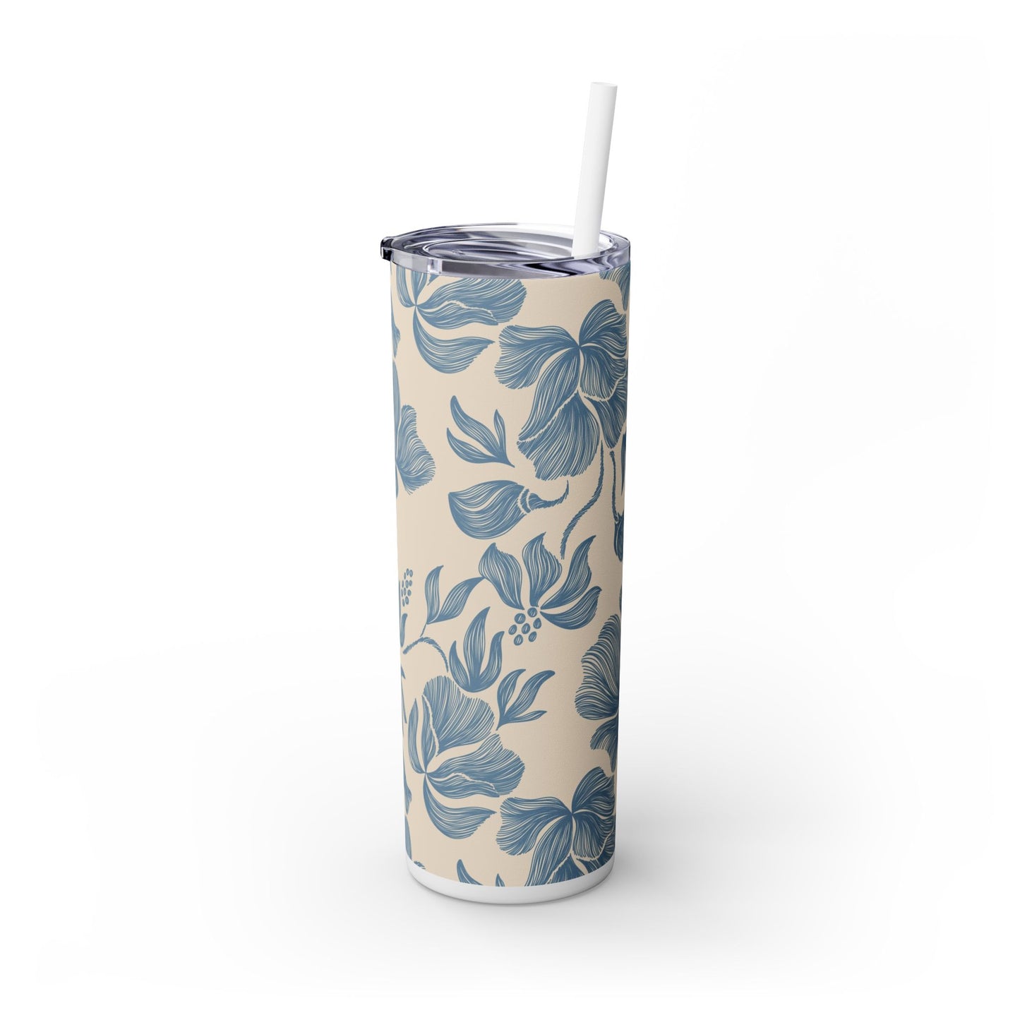Floral - Skinny Tumbler with Straw, 20oz
