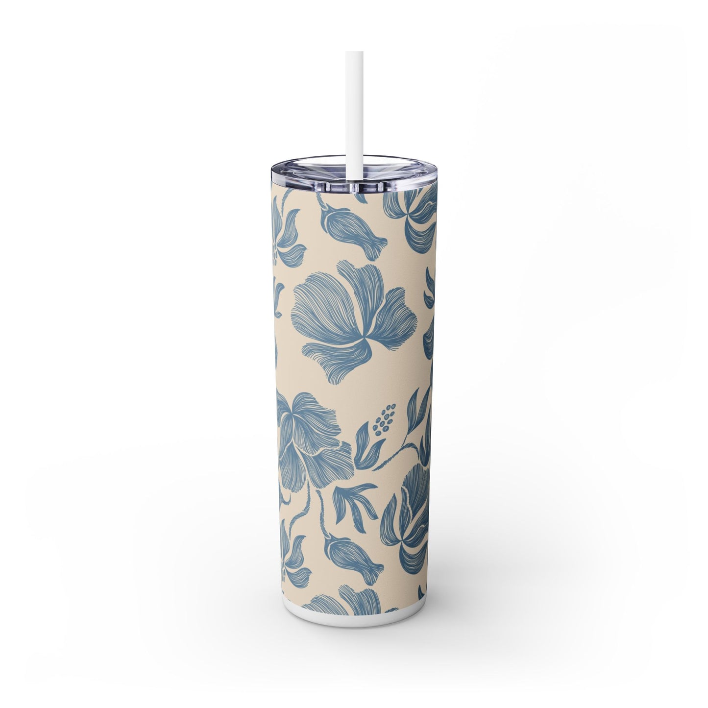 Floral - Skinny Tumbler with Straw, 20oz