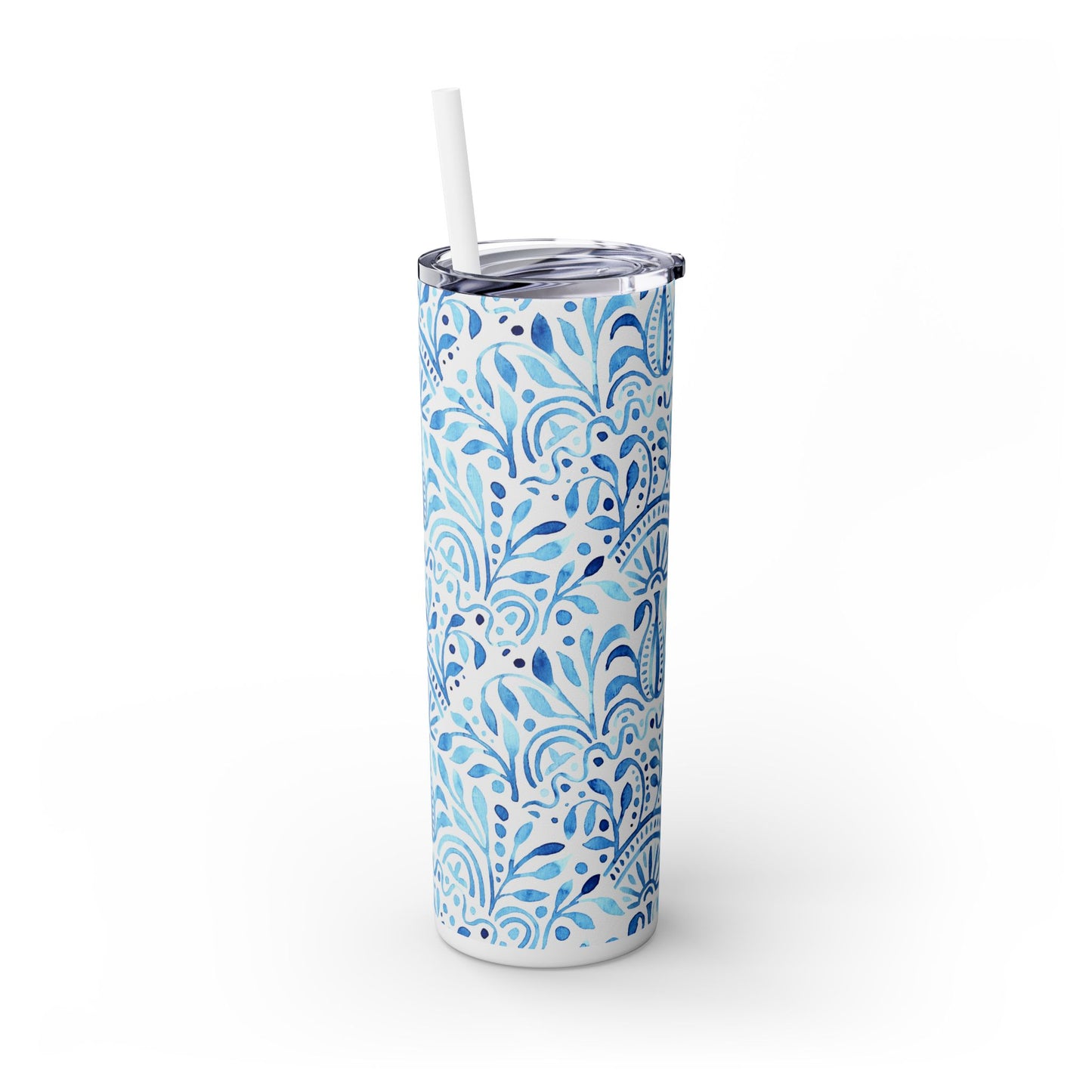 Turkish Tiles - Skinny Tumbler with Straw, 20oz
