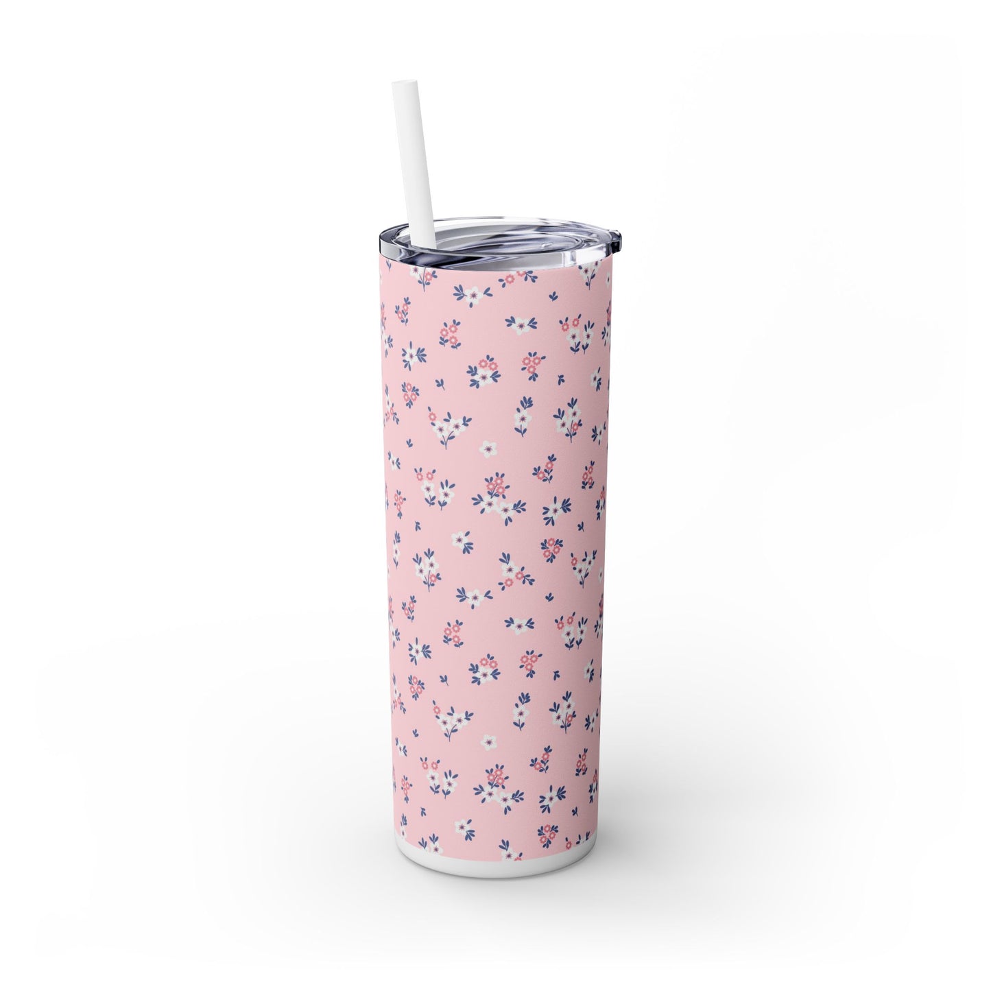 Pastel Blooms - Skinny Tumbler with Straw, 20oz - Arc & Bold