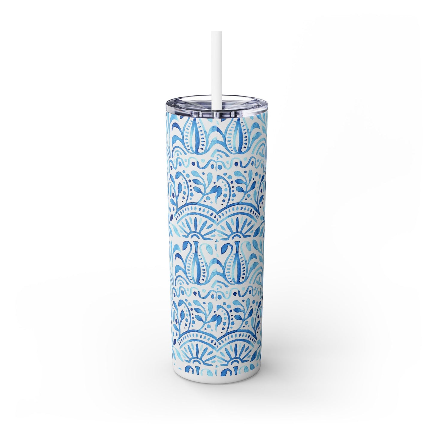 Turkish Tiles - Skinny Tumbler with Straw, 20oz