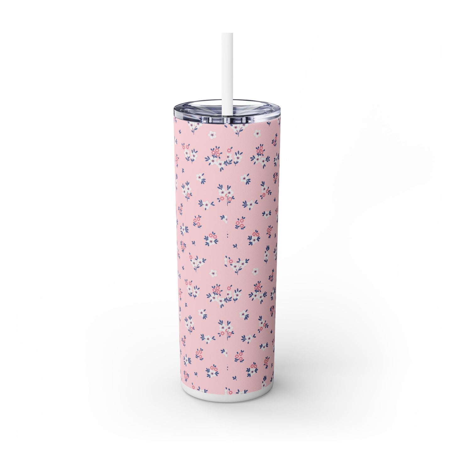 Pastel Blooms - Skinny Tumbler with Straw, 20oz - Arc & Bold