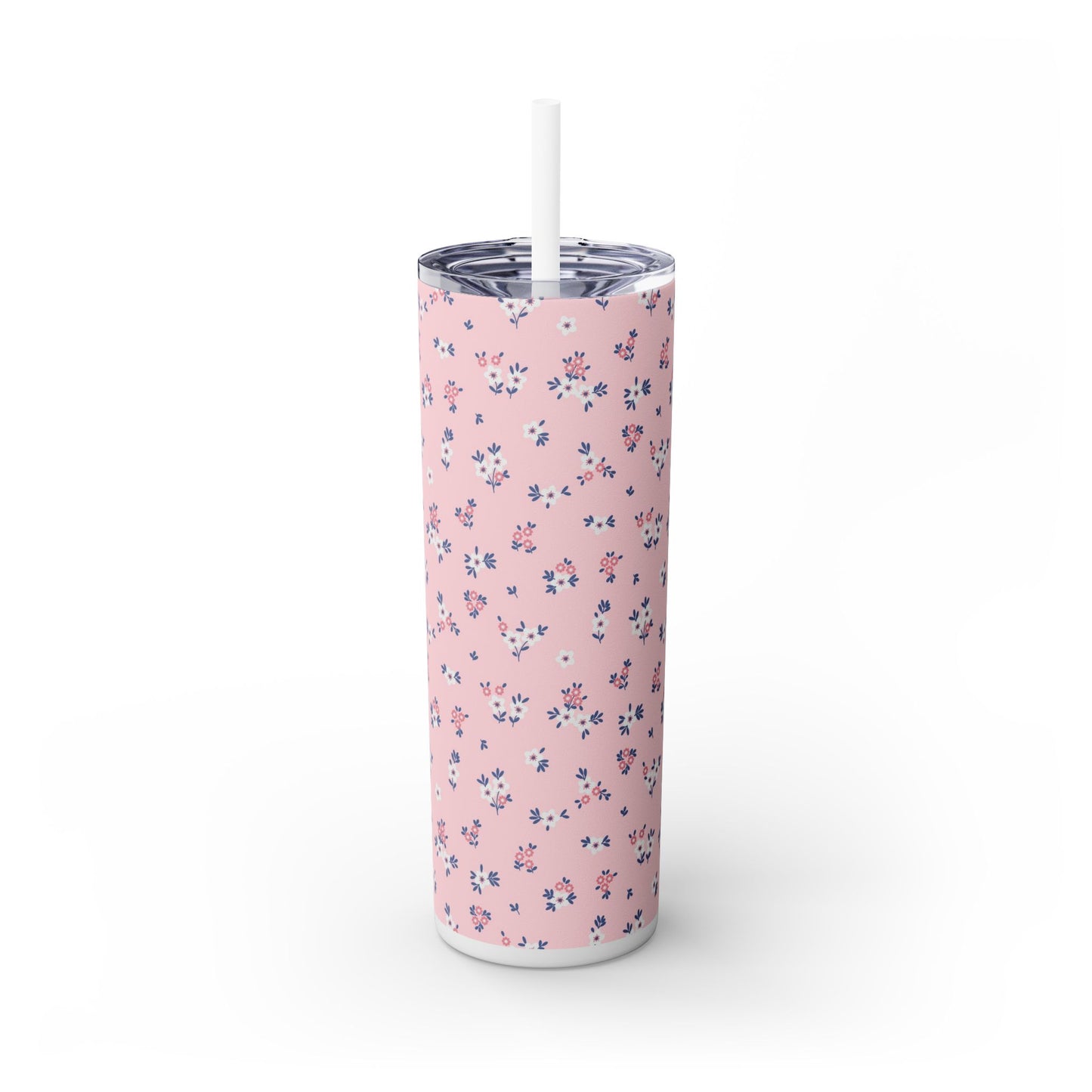 Pastel Blooms - Skinny Tumbler with Straw, 20oz - Arc & Bold