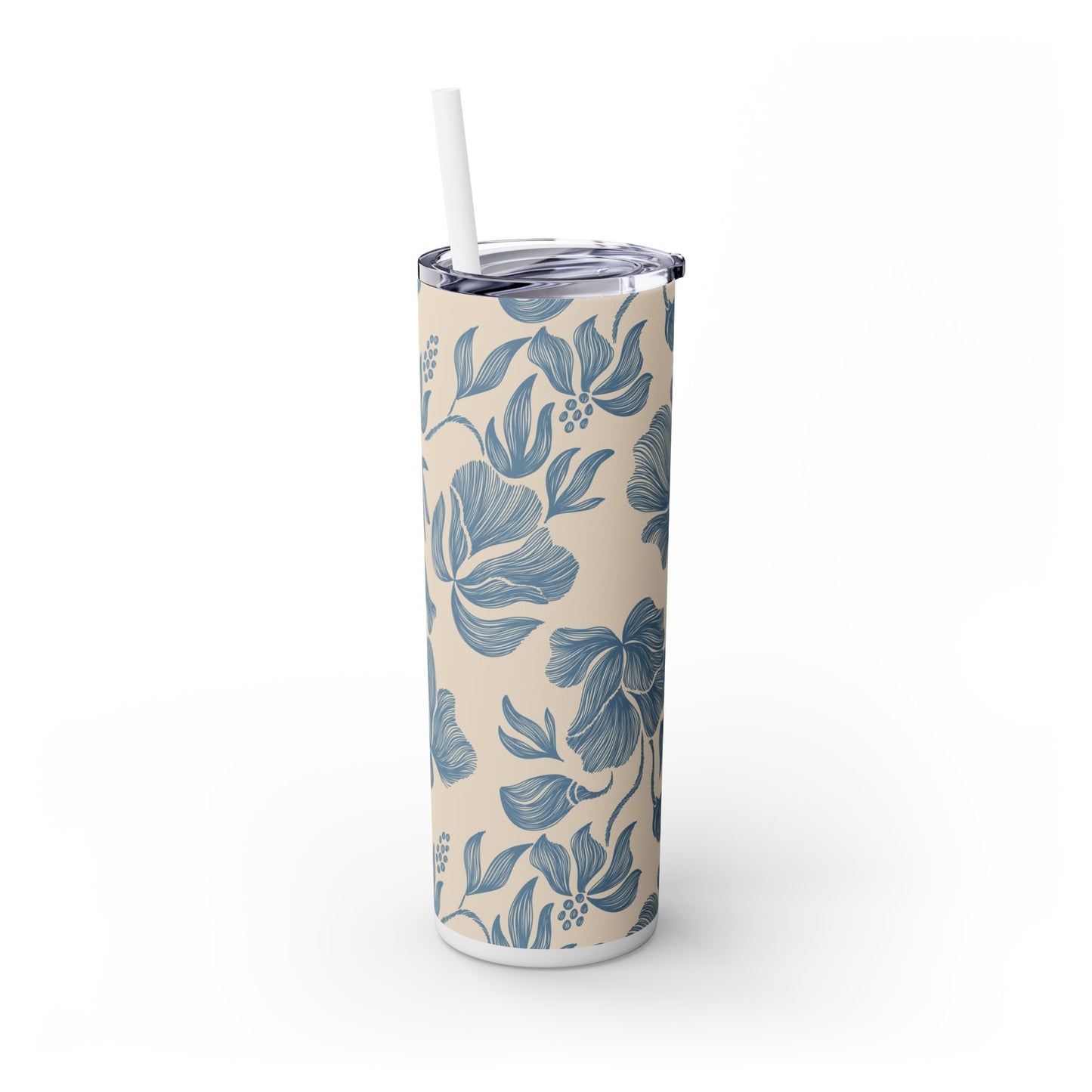 Floral - Skinny Tumbler with Straw, 20oz