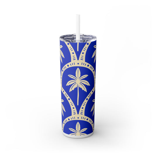 Azure Palms - Skinny Tumbler with Straw, 20oz