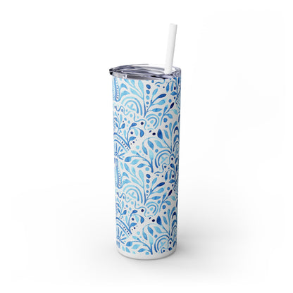 Turkish Tiles - Skinny Tumbler with Straw, 20oz