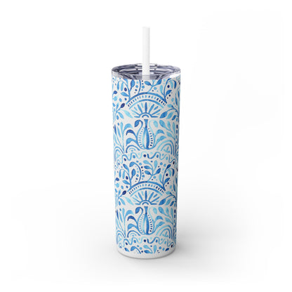 Turkish Tiles - Skinny Tumbler with Straw, 20oz