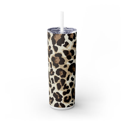 Leopard - Skinny Tumbler with Straw, 20oz - Arc & Bold