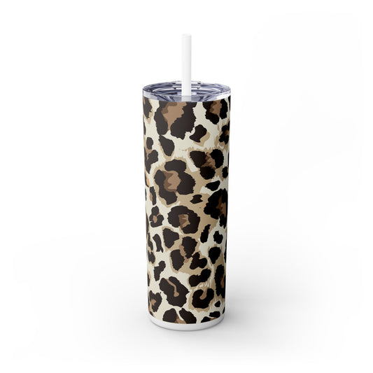 Leopard - Skinny Tumbler with Straw, 20oz - Arc & Bold