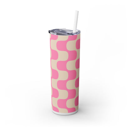 Pink Waves - Skinny Tumbler with Straw, 20oz - Arc & Bold