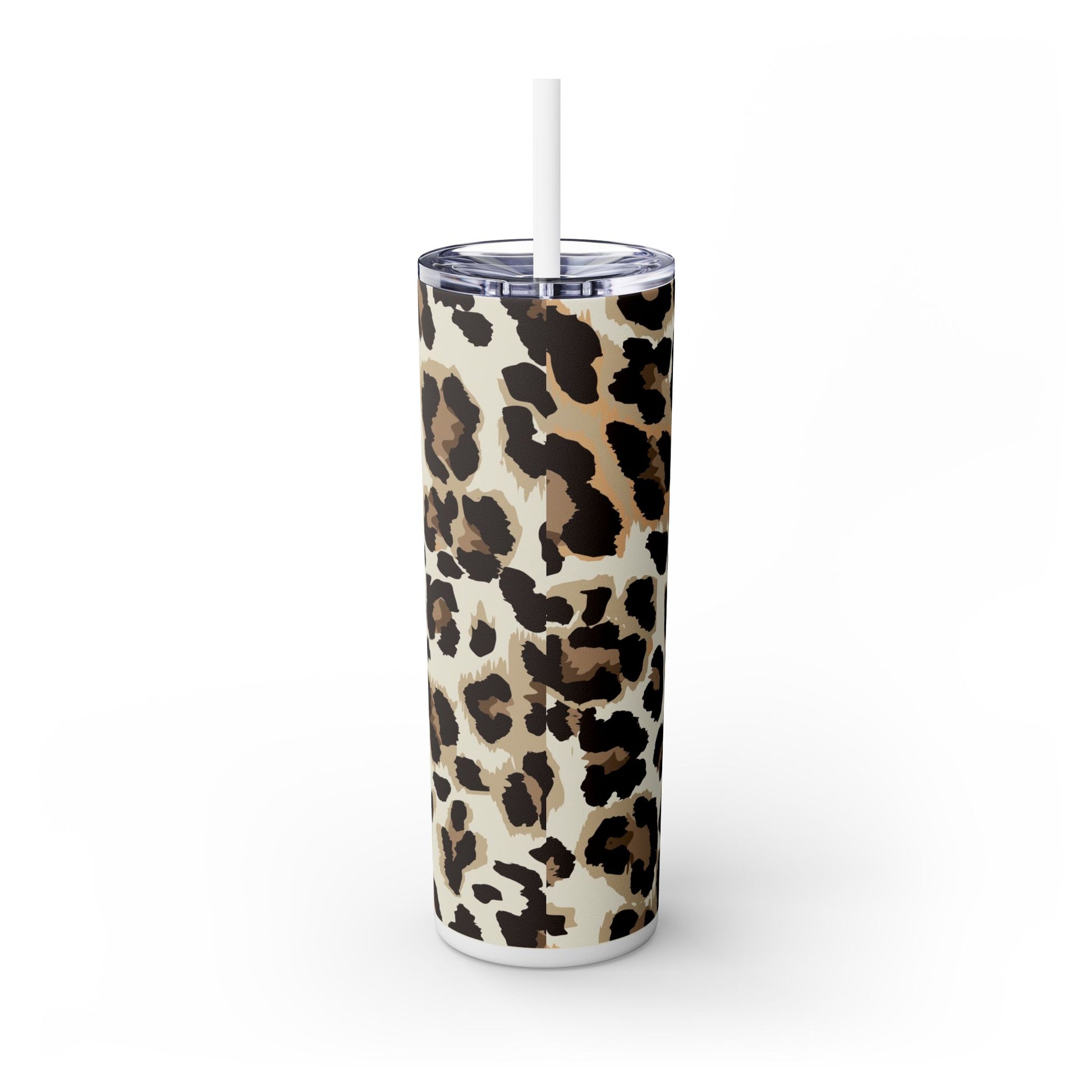 Leopard - Skinny Tumbler with Straw, 20oz - Arc & Bold