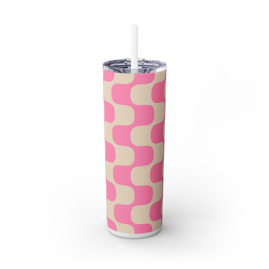 Pink Waves - Skinny Tumbler with Straw, 20oz - Arc & Bold