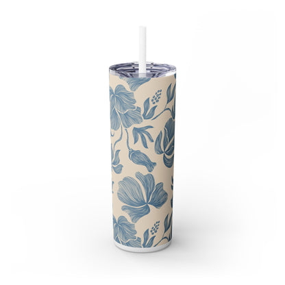 Floral - Skinny Tumbler with Straw, 20oz