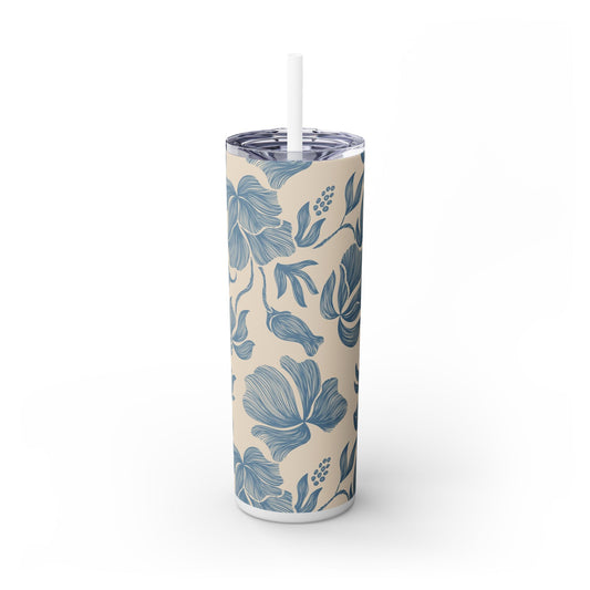 Floral - Skinny Tumbler with Straw, 20oz