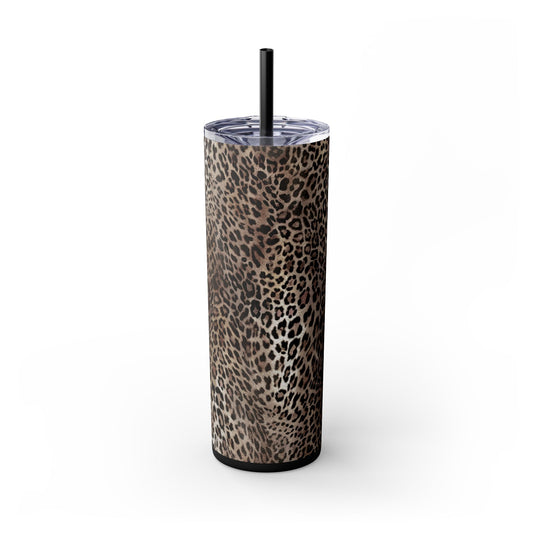 Bold Leopard - Skinny Tumbler with Straw, 20oz