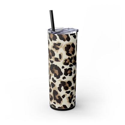 Leopard - Skinny Tumbler with Straw, 20oz - Arc & Bold