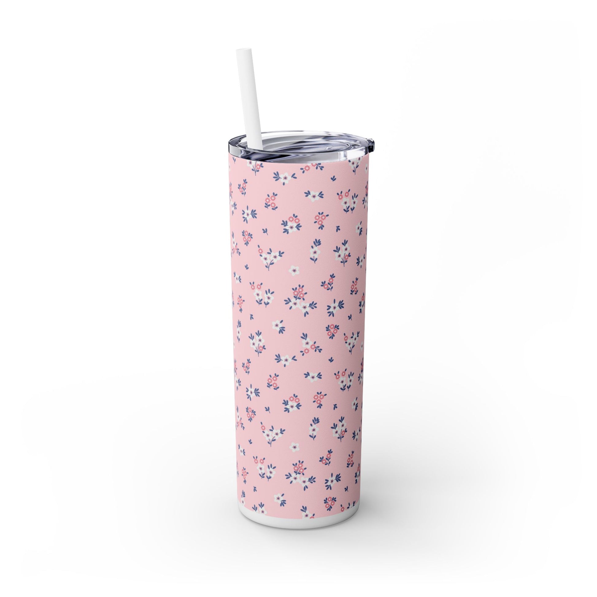 Pastel Blooms - Skinny Tumbler with Straw, 20oz - Arc & Bold