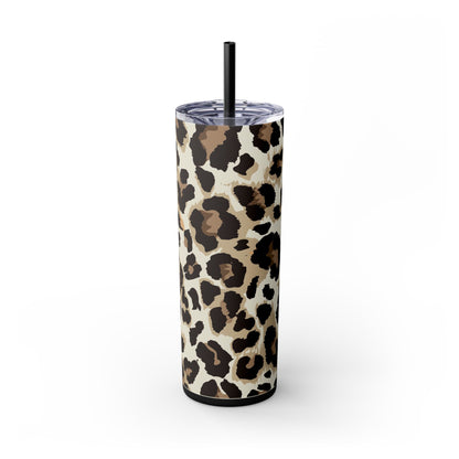 Leopard - Skinny Tumbler with Straw, 20oz - Arc & Bold