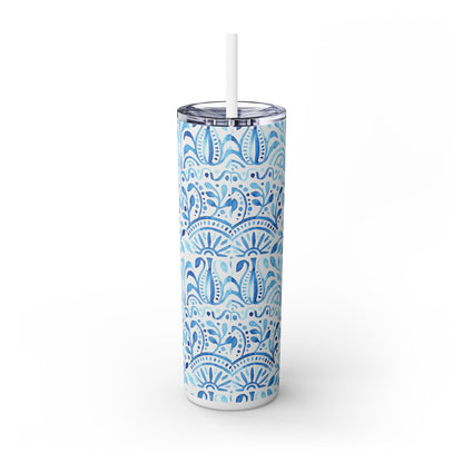 Turkish Tiles - Skinny Tumbler with Straw, 20oz