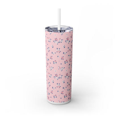 Pastel Blooms - Skinny Tumbler with Straw, 20oz - Arc & Bold