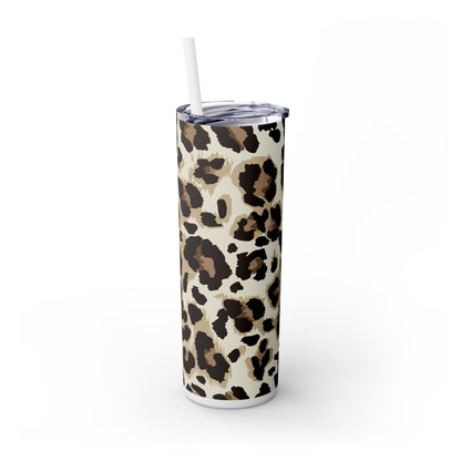 Leopard - Skinny Tumbler with Straw, 20oz - Arc & Bold