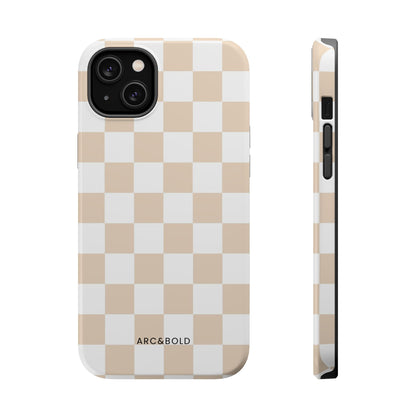 Beige Checker - Magnetic Phone Case - Arc & Bold