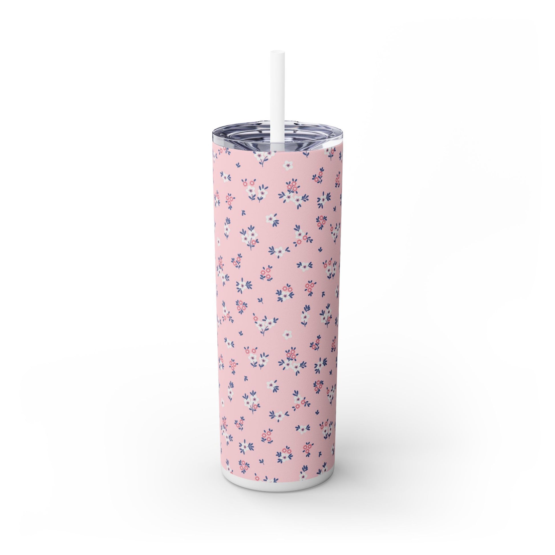 Pastel Blooms - Skinny Tumbler with Straw, 20oz - Arc & Bold