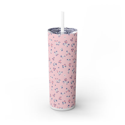 Pastel Blooms - Skinny Tumbler with Straw, 20oz - Arc & Bold