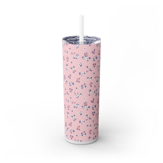 Pastel Blooms - Skinny Tumbler with Straw, 20oz - Arc & Bold